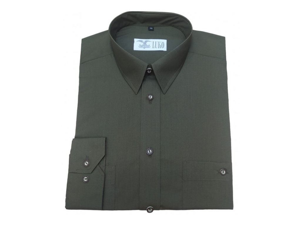 Pánská košile dlouhý rukáv,myslivecká zelená